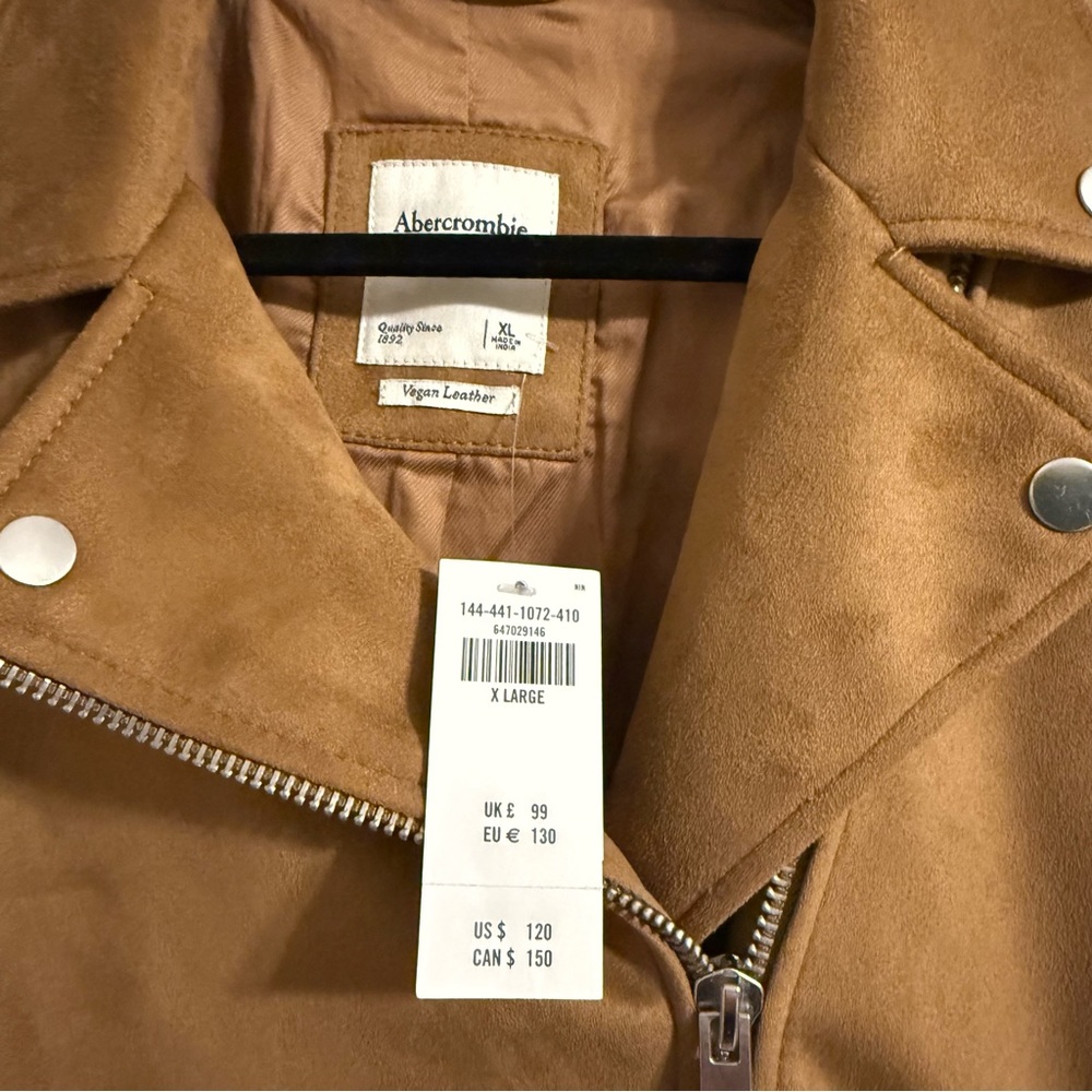 Abercrombie & Fitch Tan Suede Moto Jacket - Picture 2 of 4